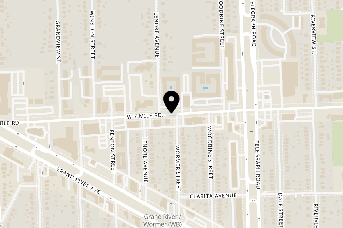 Map showing the location of Urban Grill on 24311 Seven Mile W in Detroit